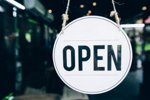 Open sign at coffee cafe, Lifestyle of people at coffee shop.